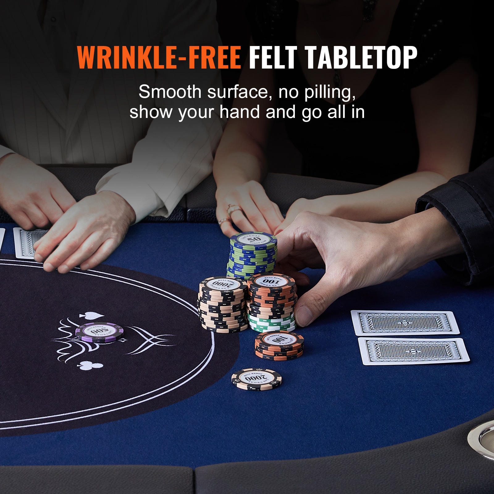 8 Player Poker Table With Padded Rails And Steel Cup Holders_voghion.com